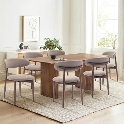COLAMY Wooden Dining Chairs Set of 6, Modern Fabric Upholstered Kitchen Side Chairs, Farmhouse Dining Room Chair with Foot Pegs, Camel - color: Camel, size: Set of 6