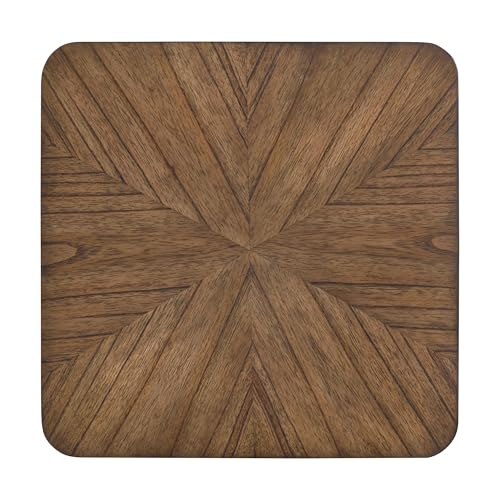 Sandstone Home LAX Mid-Century Modern Square End Table with Starburst Top – 18” Accent Table with Shelf, Warm Nutmeg Brown and Espresso Finish Retro Side Table or Nightstand for Living Room or Bedroom - color: Warm Nutmeg Brown and Espresso