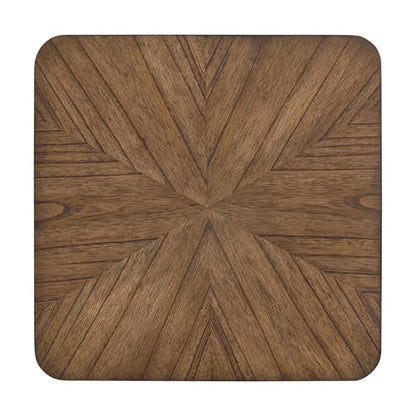 Sandstone Home LAX Mid-Century Modern Square End Table with Starburst Top – 18” Accent Table with Shelf, Warm Nutmeg Brown and Espresso Finish Retro Side Table or Nightstand for Living Room or Bedroom - color: Warm Nutmeg Brown and Espresso
