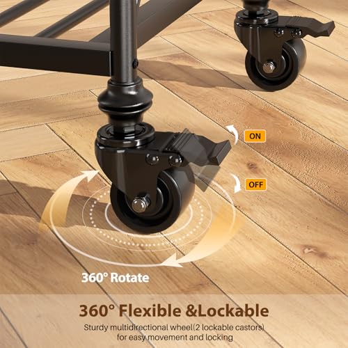 Homieasy Kitchen Island Cart with Wheels, 3-Tier Wood and Metal Rolling Kitchen Island Table with Pipe Legs, Storage Shelves & Lockable Casters for Kitchen Dining Room, Rustic Brown - color: Rustic Brown
