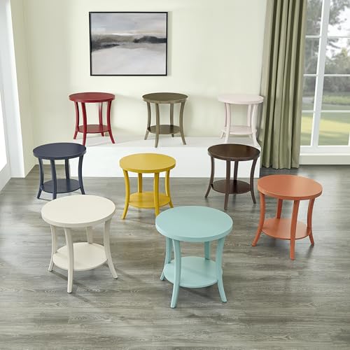 Roundhill Furniture Perth Contemporary Round End Table with Shelf - color: Pink
