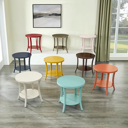 Roundhill Furniture Perth Contemporary Round End Table with Shelf - color: Pink