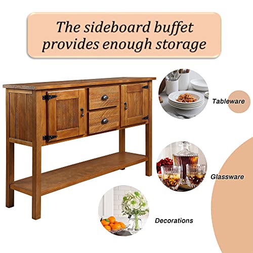 LKTART Solid Wood Farmhouse Console Table,Sofa Table with Storage Drawers and Shelves,Entryway Table for Entry Hallway Foyer Sofa Side Table,Easy Assembled (46.5" Brown) - color: Brown