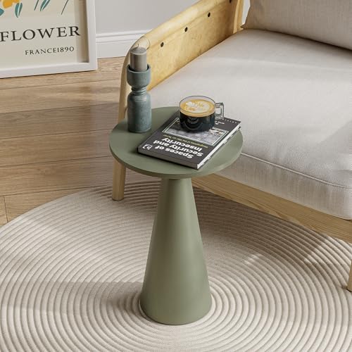 COZAYH Small Pedestal End Table Round Farmhouse Martini Table Wood Plant Stand Rustic Drink Table for Small Space Living Room, Sage Green - color: Sage Green
