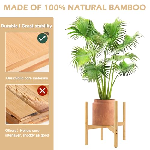RETON Wood Plant Stand Indoor, Mid Century Modern Indoor Plant Stand, Wooden Plant Holder, Modern Bamboo Flower Pot Stand for Indoor, Outdoor, Garden, Yard, Office (13in, Large) - size: Large