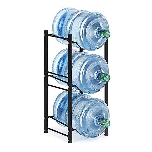 Water Bottle Storage Organizer - 5 Gallon Jug Holder Rack, 3-Tier Stackable Dispenser Stand for Office, Kitchen, Lobby, Foyer - Black - color: 3-Tier Black