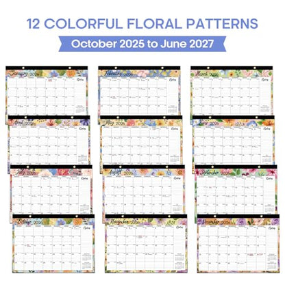 Desk Calendar 2026-2027, 21-Month Calendar Runs Unitl June 2027, Large 17" x 12" Monthly Desktop & Wall Calendar for Home & Office - Botanic Whimsy - color: b-Botanic Whimsy, size: Oct 2025-jun 2027