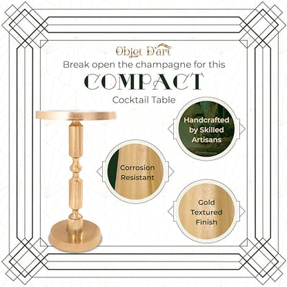 OBJET D'ART Rhodes Small Round Gold End Table, 21" H | Vintage Metal Accent, Side Table, Pedestal, Cocktail, Drink Table, Living Room, Small Spaces, Modern Look, Quality Build - style: Rhodes