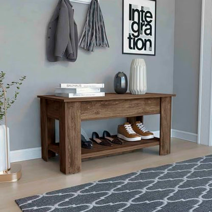 Dark Brown Storage Table with Four Legs and Lower Shelf - Doorway & Living Room Furniture