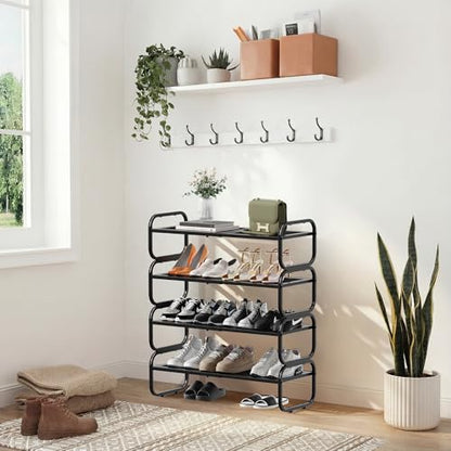 4Tier Shoe Rack - Expandable Shoe Organizer for Closet, Adjustable Metal Shoe Shelf Storage, Stackable Long Shoe Stand Holder for Garage, Entryway, Door Entrance - size: 4 Tier