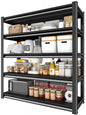 Metal Storage Garage Shelving - 5 Tier 48'' Wide 2800 Lbs Heavy Duty Utility Shelves Freestanding - Adjustable Rack Units for Kitchen Pantry Basement - 48" W x 18" D x 78" H Black - size: 48"Wx18"D-5T