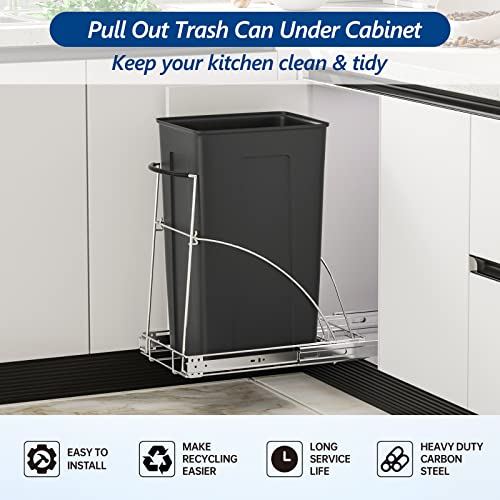 Insputer Pull Out Trash Can Under Cabinet, Requires 13" W X 18" D Cabinet, Under Sink Trash Can Kit, Slide Out Garbage for Kitchen(Not Included Can) - color: Silver