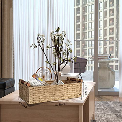 STOBSK Round Paper Rope Storage Basket with Handle, Beige, 14.5in x 6.6in x 3.74in - color: Beige
