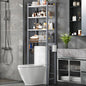 Over-The-Toilet Storage Rack, 4-Tier Bathroom Organizer Shelf Over Toilet with Adjustable Shelf and Basket, Freestanding Space Saver Bathroom Shelves Above Toilet for Room (Gray White) - color: Gray White