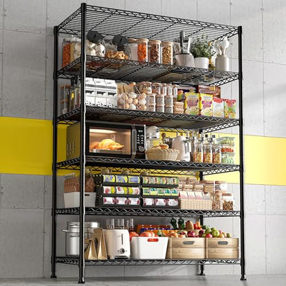 REIBII 75''H Storage Shelves Metal Shelving Unit, 6 Tier Wire Shelving for Pantry Shelves Adjustable 1200LBS Garage Shelving Heavy Duty Storage Rack for Kitchen Garage, 35.4''W*75''H*15.7" D - size: 35.4"W×75"H×15.7"D
