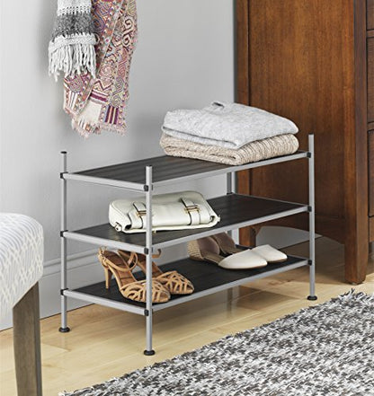Whitmor 3 Tier Closet Storage Shelves - Shoe Rack and Home Organizer - color: 3-tier,grey