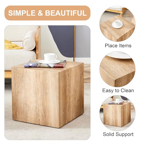 15.7" H Square Compact Coffee Table,Small Cube End Table,Modern Side Table with Stylish Wood Pattern,Minimalist Accent Table for Living Room,Office,Apartment,Nightstand(Wood,15.7") - color: Wood,15.7"h