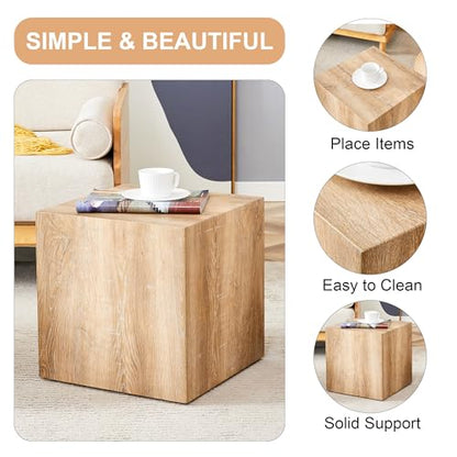 15.7" H Square Compact Coffee Table,Small Cube End Table,Modern Side Table with Stylish Wood Pattern,Minimalist Accent Table for Living Room,Office,Apartment,Nightstand(Wood,15.7") - color: Wood,15.7"h