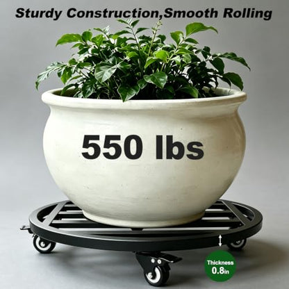 20" Round Plant Stand with Wheels Heavy Duty,Large Metal Plant Caddy Indoor Outdoor Use,Rolling Plant Dolly with Industrial Casters,Rust-Proof Black Plant Tray for Large Planters Pots,2-Pack - size: 20-Inch (2-Pack)