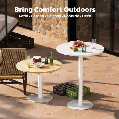 28" Pneumatic Height Adjustable Round Side Table, Gas Lift Pedestal Drink End Table, Small Accent Nightstand for Living Room Sofa Couch, White - color: White, size: 27.56"