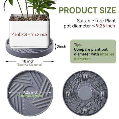 1 Pcs Plant Caddy with Hidden Wheels 10 Inch Heavy Duty Rolling Plant Stand, Indoor Outdoor Plant Saucer Tray with $9.9 Garden Tools (Gray) - size: 10 Inches (Gray)