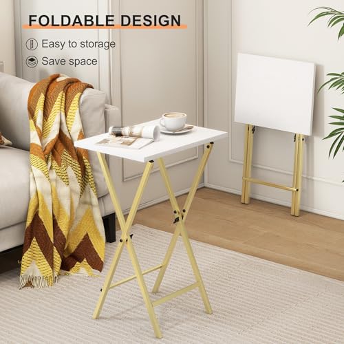 Acovy TV Tray Table Set of 2, TV Dinner Tray, Folding Table, Foldable TV-Trays, Side Table for Bed, Couch, Portable and Small Easy to Move, - color: Gold