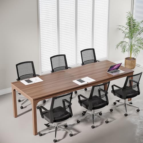 Tribesigns 6.5 FT Conference Room Table, 78.74" W x 27.56" D Large Office Conference Table, Modern Seminar Meeting Table Desk for Boardroom, Meeting Room (1, Walnut) - color: Walnut