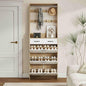 Resenko's Slim Shoe Storage Cabinet with 8 Hooks, Hidden Rack & 5 Drawers for Entryway, Hallway - color: White & Oak