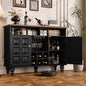 Vabches Modern Sideboard Buffet Cabinet, 46" Mid Century Liquor Whiskey Coffee Bar Station with Wine Rack and Glass Holder, Kitchen Wine Bar Cabinet with Storage Table for Living Dining Room