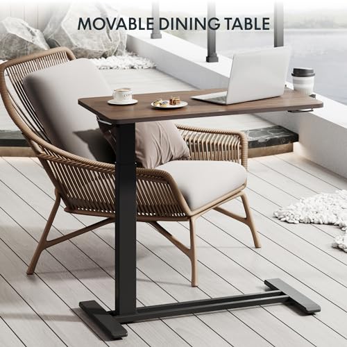 FLEXISPOT Adjustable C Table with Wheels, Mobile Snack Side End Table Sofa Couch Bedside Table Laptop Rolling Cart TV Tray Night Stand for Small Space Side Table(31.5" W x 17.7" D,Rustic Brown) - color: Rustic Brown, size: 32x18