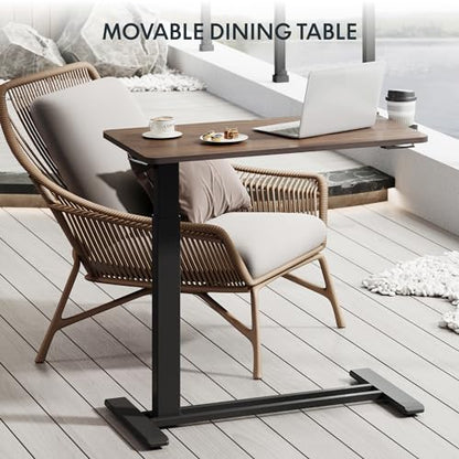 FLEXISPOT Adjustable C Table with Wheels, Mobile Snack Side End Table Sofa Couch Bedside Table Laptop Rolling Cart TV Tray Night Stand for Small Space Side Table(31.5" W x 17.7" D,Rustic Brown) - color: Rustic Brown, size: 32x18