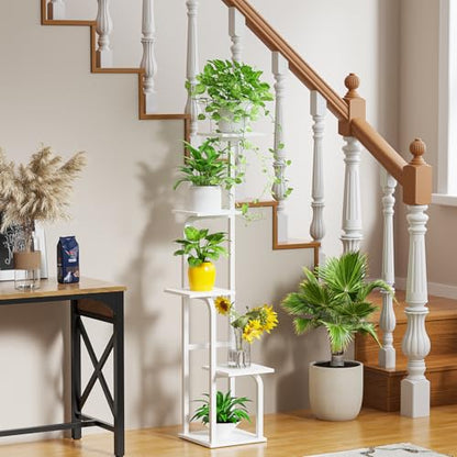 Asgolion 5 Tier Plant Stand Indoor, Plant Shelf for Multiple Plants, Flower Pot Holder Shelf, Planter Display Rack for Patio Garden Balcony Living Room Bedroom Decor, White