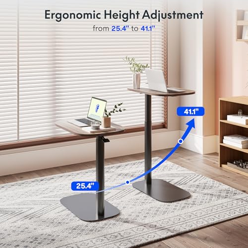 FLEXISPOT Adjustable C Table, Snack Side End Table Sofa Couch Bedside Table Laptop Cart TV Tray Night Stand for Small Space Side Table(23.6" W x 13.8" D,Rustic Brown) - color: Rustic Brown, size: Small