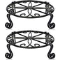 2 Pack 12"x3.1" Black Plant Stand for Flower Pot Heavy Duty Potted Holder Indoor Outdoor Metal Rustproof Iron Garden Container Round Supports Rack for Planter Bronze,Pumpkin Stand Outdoor