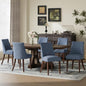 COLAMY Upholstered Dining Chairs Set of 6, Mid Century Modern Kitchen Chairs with Back, Farmhouse Fabric Side Dining Room Chairs with Wood Legs for Dining Room Restaurant, Blue - color: Blue, size: Set of 6
