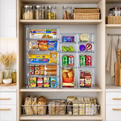 Sorbus Stackable Clear Storage Drawers, Pull-Out Organizer Bins - Large Plastic Drawer Organizers for Bathroom, under Sink, Closet, Pantry & Kitchen Organization (6 Pack) - size: 6 Pack