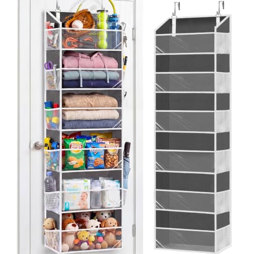 Ofiray-home Over Door Organizer with 6 Large Pockets | 6 Transparent Front Pockets & 12 Mesh Side Pockets, 80 lbs Weight Capacity Hanging Storage for Toys, Shoes, Diapers, Pantry - color: Clear, size: 6 Tiers