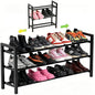 Expandable 3-Tier Metal Shoe Rack, Black Freestanding Storage Organizer | Telescopic, Adjustable, 60 lbs total load, Rust-proof metal, Quick Assembly for entryway closet Small Spaces - size: 3 Tier