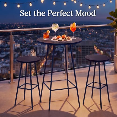 Best Choice Products 3-Piece Patio Dining Set, Bar Height, Outdoor Bistro Set, Outdoor Round Bar Table w/ 2 Bar Stools, Steel - Navy - color: Navy