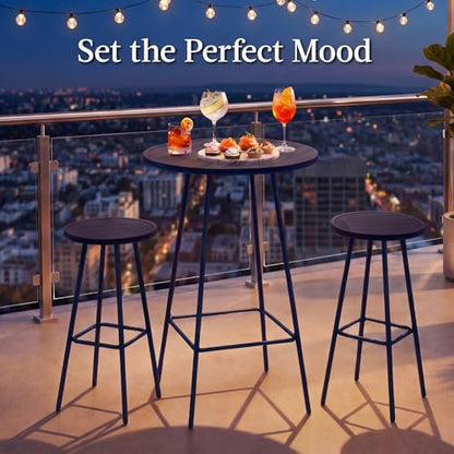 Best Choice Products 3-Piece Patio Dining Set, Bar Height, Outdoor Bistro Set, Outdoor Round Bar Table w/ 2 Bar Stools, Steel - Navy - color: Navy