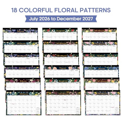 Desk Calendar 2026-2027, 18-Month Calendar Runs from July 2026 to December 2027, Large 17" x 12" Monthly Desktop & Wall Calendar for Home & Office - Midnight Garden - color: g-Midnight Garden, size: Jul 2026 – Dec 2027