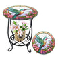Cinnvoice Outdoor Side Table Round Small Mosaic Patio Accent Indoor End Plant Coffee Tea Table for Yard Patio Porch Garden Living Room, Bedroom(Hummingbird Style,12 Inch) - size: 12 Inch, style: Hummingbird Style