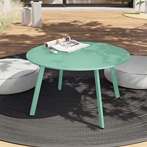 Grand Patio Round Steel Patio Coffee Table, Weather Resistant Outdoor Large Side Table, Mint Green… - color: Mint Green, style: 1 PC