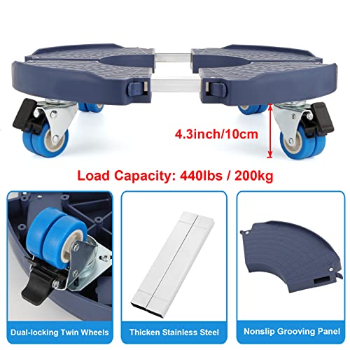 W B D WEIBIDA Plant Caddy with Wheels Heavy Duty 440lbs Capacity, Adjustable 15-21 Inch Rolling Plant Stand Indoor Outdoor, Large Plant Cart Dolly with Casters for Flower Pot Garden Pot Mover - color: Blue