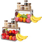 Livabber Fruit Basket for Kitchen, Metal Fruit Vegetable Storage Bin with 2 Banana Hangers, Countertop Wire Basket Organizer for Snack Potato Onion, Screw Mounted or Stand (Black, 2 Pack) - style: 2 Pack
