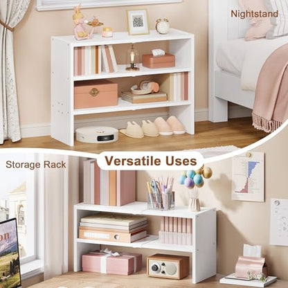 Hoctieon 2-Tier Expandable Shoe Shelf, Adjustable Shoe Shelf Storage Organizer, Stackable Iron Wood Combination Free Standing Shoe Rack for Entryway, Closet, Doorway, White - size: 1 Pack(2-Tier)