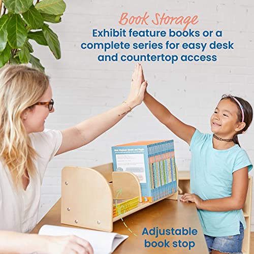 ECR4Kids Tabletop Book Display, Adjustable, Library Storage, Natural - color: Natural