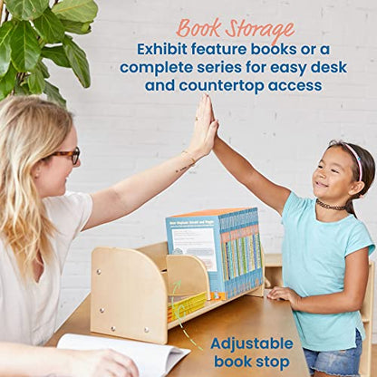 ECR4Kids Tabletop Book Display, Adjustable, Library Storage, Natural - color: Natural