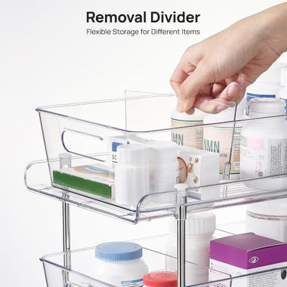 Vtopmart 2 Pack Larger Plastic Bathroom Under Sink Pull-Out Organizer (M-Standard) - color: Transparent, size: M-Standard (2 Pack)