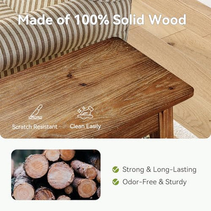 LITTLE TREE Narrow Side Table, Solid Wood Slim End Table for Small Spaces, 23.6" Sofa Side Tables, Skinny Bedside Tables Nightstand for Bedroom, Natural Wood (1 Piece)